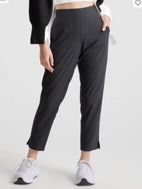 Quince Performance Tech Ankle Pants Black Tapered Commuter Travel L